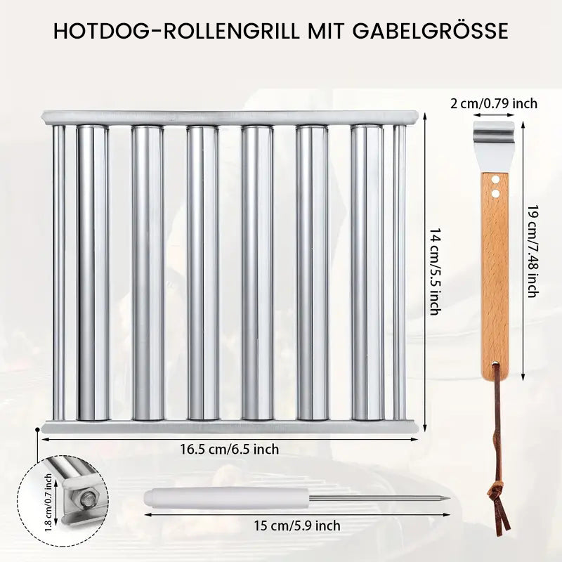 Lisslune | Hotdog Roller Sausage Bun Stand made of Stainless Steel