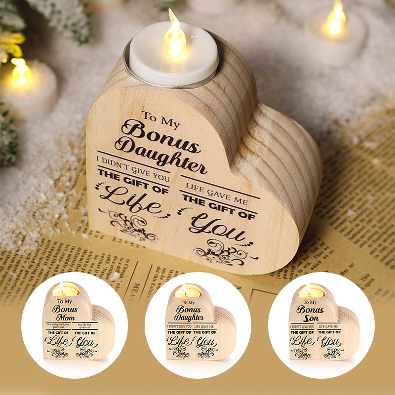 Lisslune | To my daughter/son candle holder made of wood, hand-shaken heart candle holder