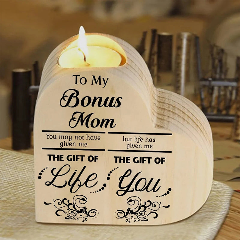 Lisslune | To my daughter/son candle holder made of wood, hand-shaken heart candle holder