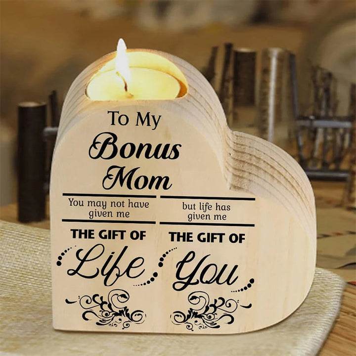 Lisslune | To my daughter/son candle holder made of wood, hand-shaken heart candle holder