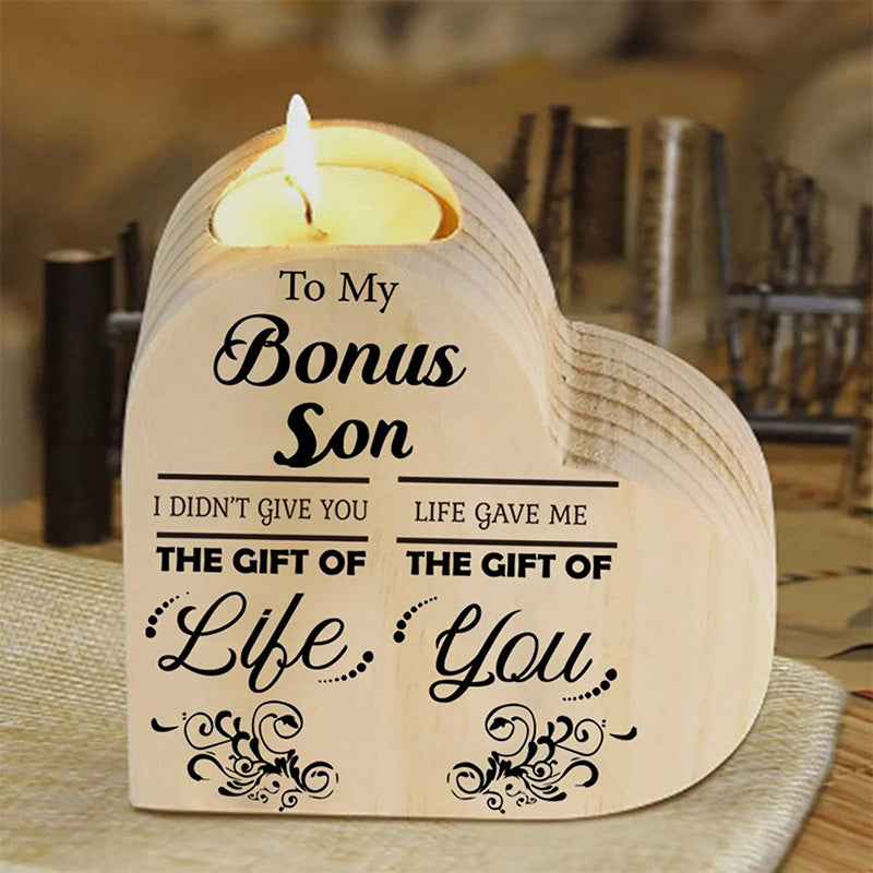 Lisslune | To my daughter/son candle holder made of wood, hand-shaken heart candle holder