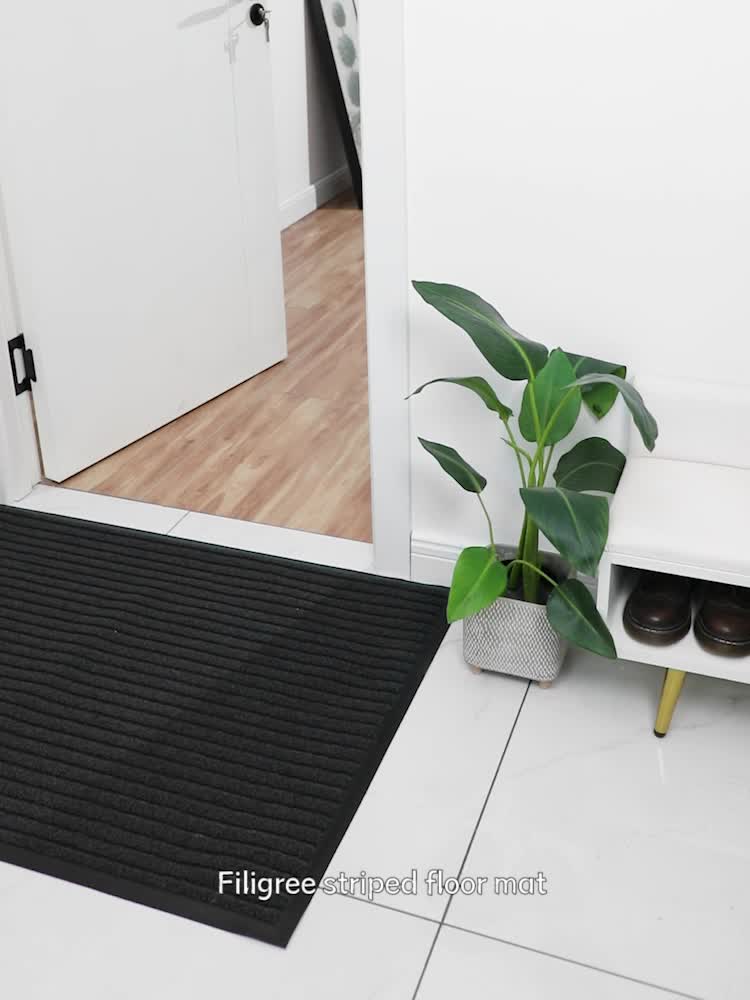 Lisslune | All-Season Weatherproof Doormat – Abrasion-Resistant Striped Doormat, Non-Slip, Stain and Fade Resistant, Low Profile Mat for Indoor and Outdoor