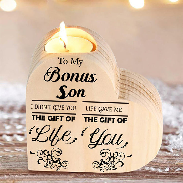 Lisslune | To my daughter/son candle holder made of wood, hand-shaken heart candle holder