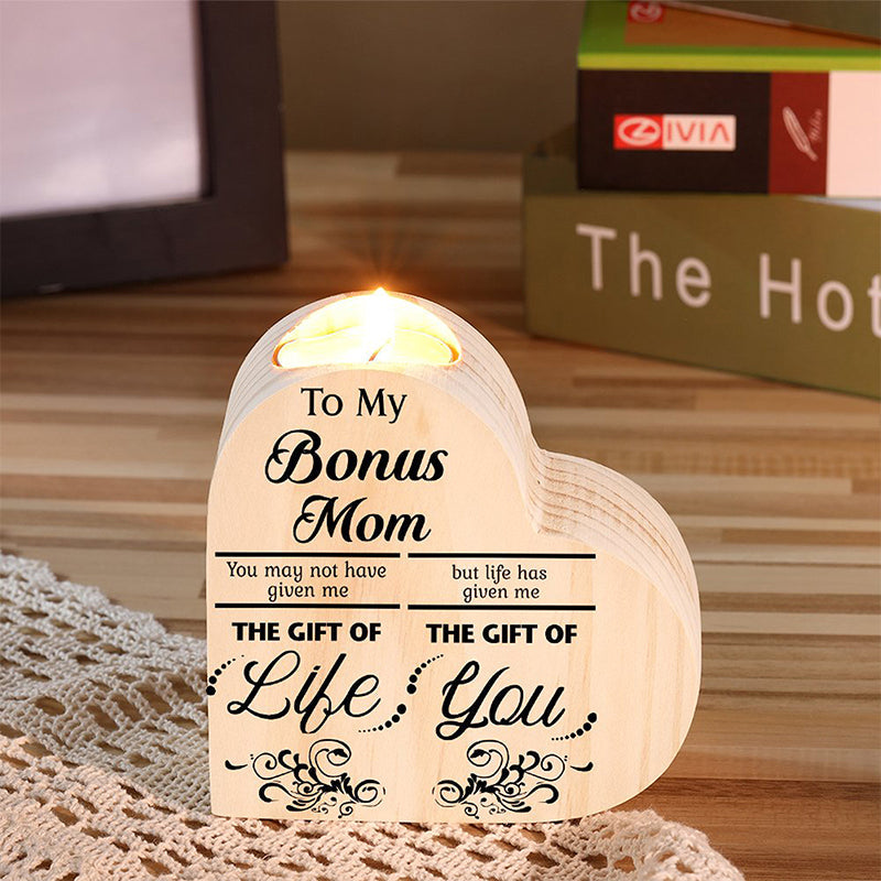 Lisslune | To my daughter/son candle holder made of wood, hand-shaken heart candle holder