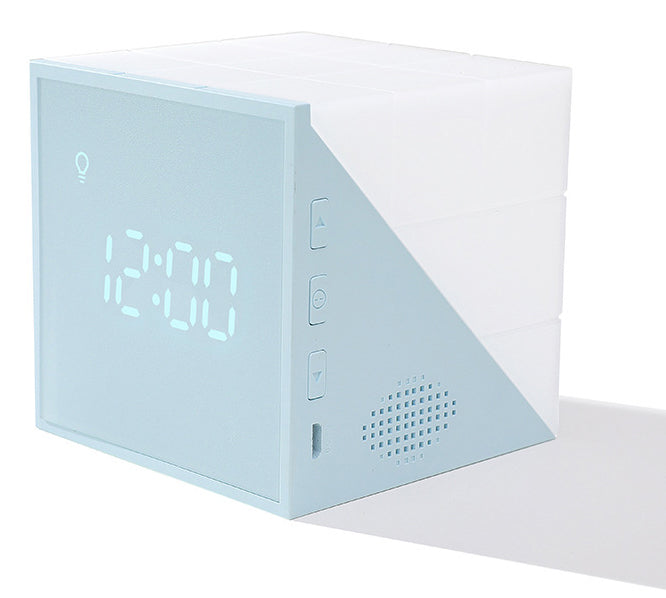Lisslune | Cube Alarm Clock, with Colorful Lights, Voice-control Night Light, Timer, Temperature Display and Long Battery Life, for Home & Office