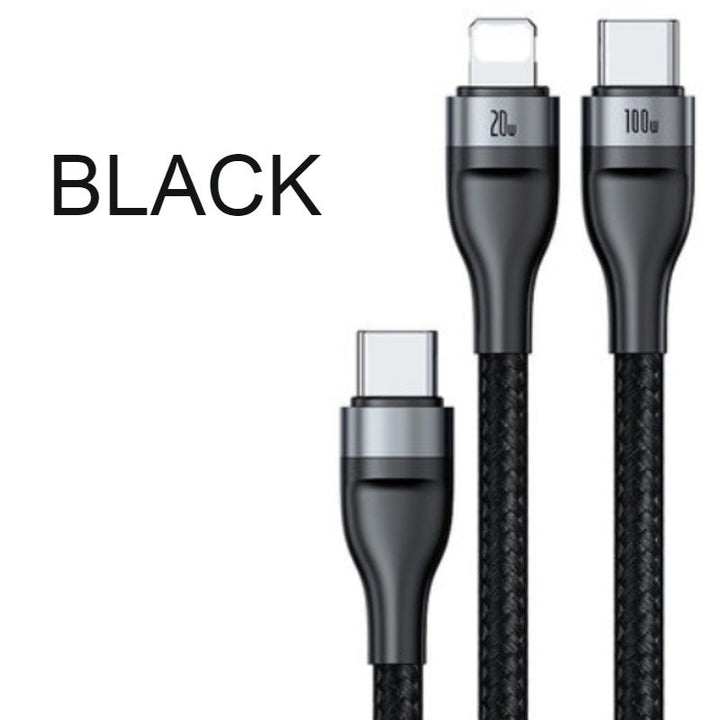 Lisslune | 2-in-1 Fast-charging Charging Cable, Type-C to Lightning & Type-C, with BPS II, Support 100W Power Output (1.2m)