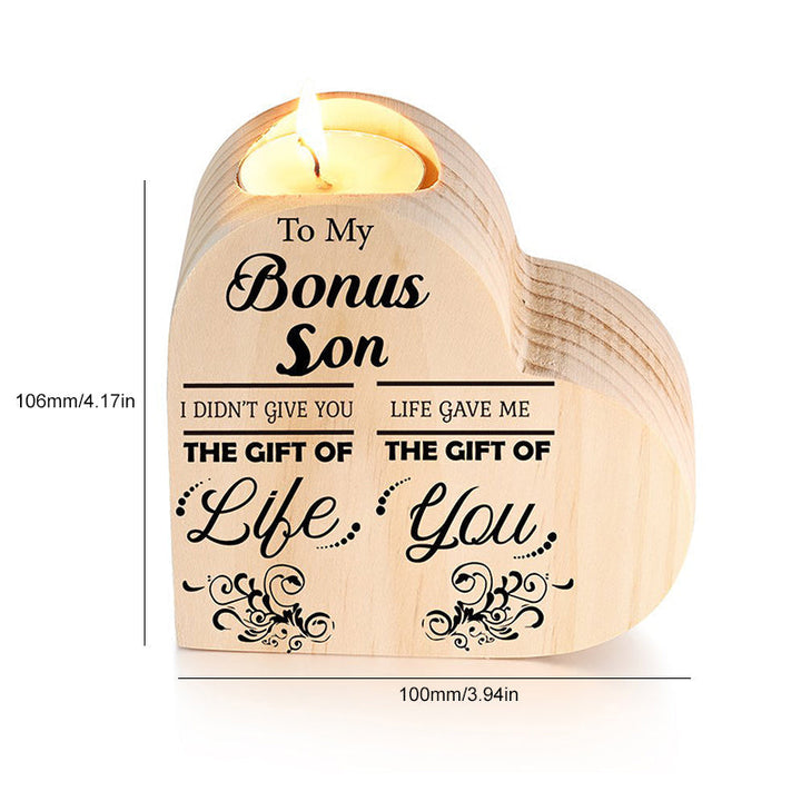 Lisslune | To my daughter/son candle holder made of wood, hand-shaken heart candle holder