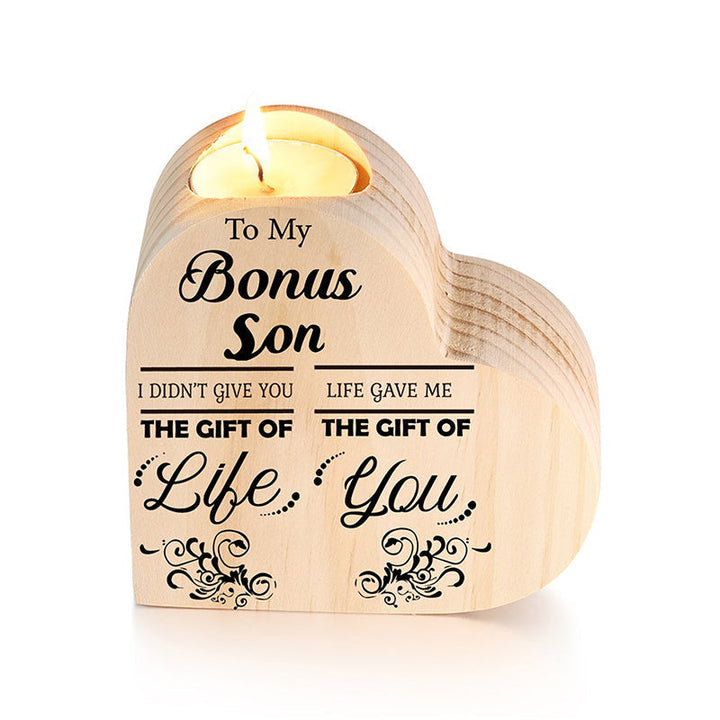 Lisslune | To my daughter/son candle holder made of wood, hand-shaken heart candle holder