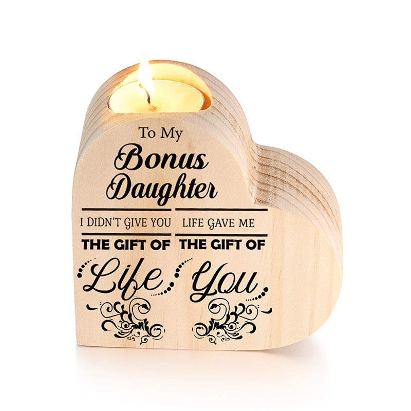 Lisslune | To my daughter/son candle holder made of wood, hand-shaken heart candle holder