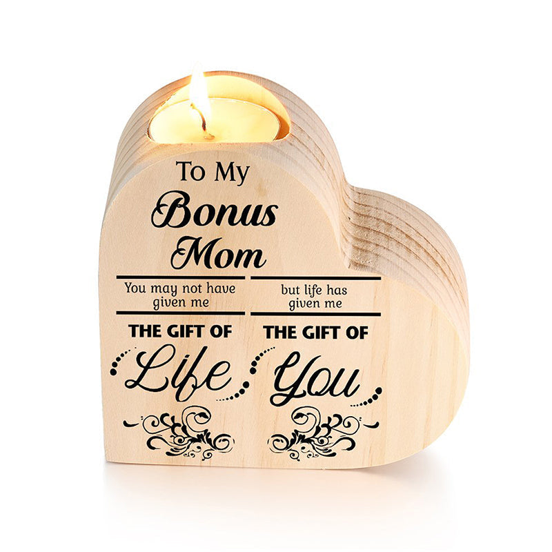 Lisslune | To my daughter/son candle holder made of wood, hand-shaken heart candle holder