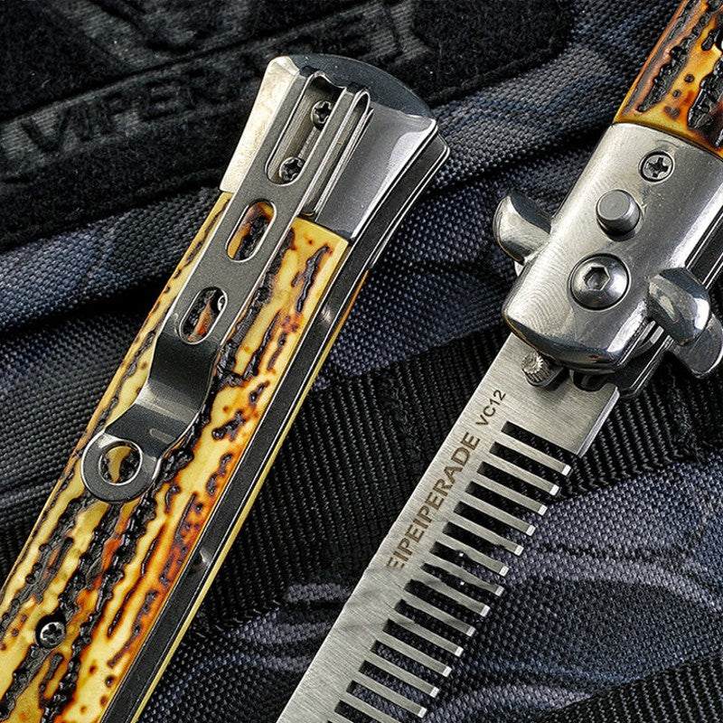 Lisslune | Portable Foldable Stainless Steel Comb, with Bottle Opener & Screwdriver, for Hair & Beard