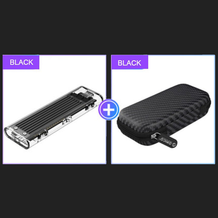 Lisslune | Transparent Portable SSD Enclosure, with Storage Bag, Simple Installation, Fast File Transfer, Auto-Sleep, for Study & Work
