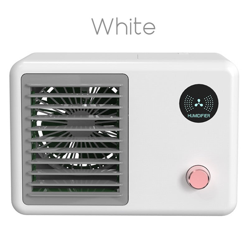 Lisslune | 2-in-1 Wireless Retro Radio-shape Fan with Humidifier, with Night Light, 3 Wind Modes & Adjustable Angle, for Desk, Table & More