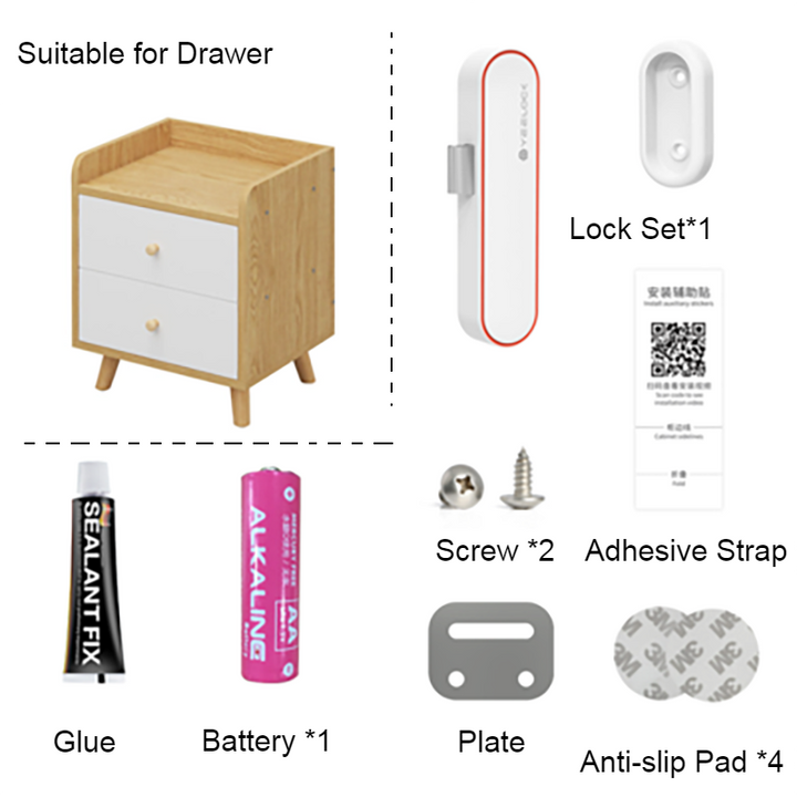 Lisslune | Keyless Smart Cabinet Lock with Bluetooth APP Unlock, Key Share, Easy Installation & Long Standby Time, for Cabinets