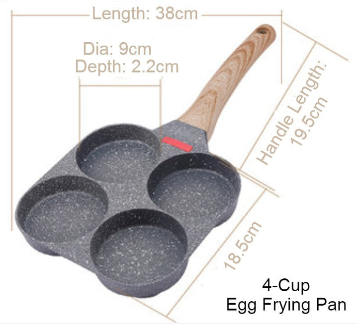 Lisslune | Non-stick Egg Frying Pan, with Thermo-Triangle Indicator, Wood Handle, for Pancake, Omelette, Egg Burger & More, for Gas Stove & Induction Cooker