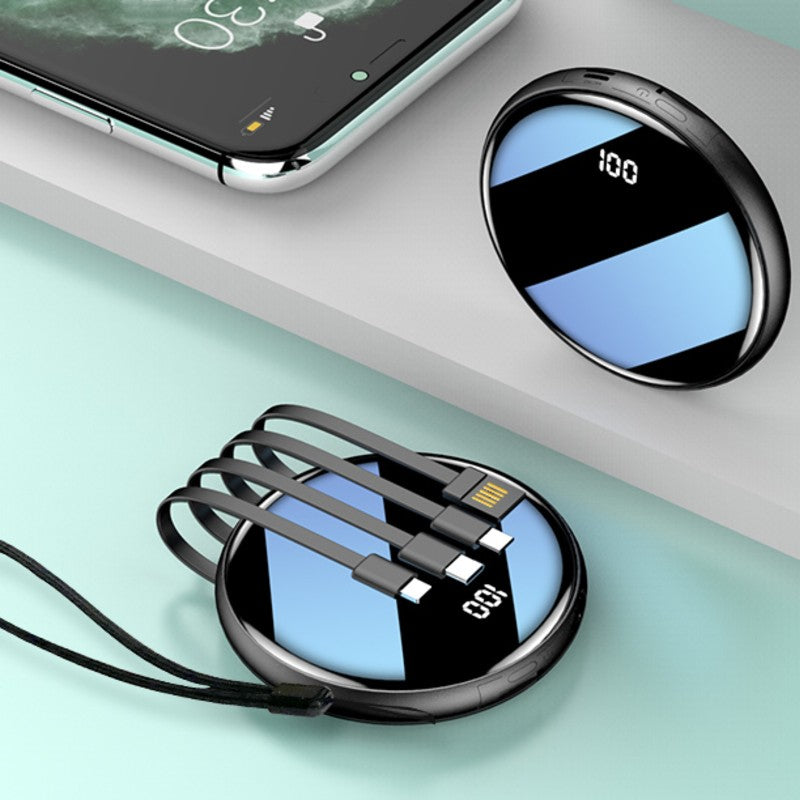Lisslune | 20000mAh Ultrathin Portable Power Bank, with LED Battery Display and Built-in Charging Cables, for Travel, Work & More