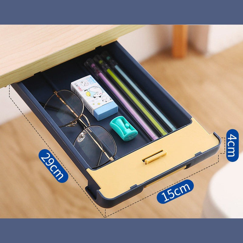 Lisslune | Slim Sliding Under Desk Storage Pull-Out Drawer, for Stationery, Tools & More