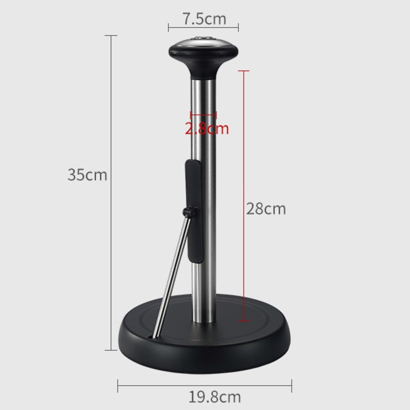 Lisslune | Paper Towel Holder, with Simple Tear Design, Adjustable Rod, Spring-Activated Arm & Non-slip Base, for Kitchen & Bathroom