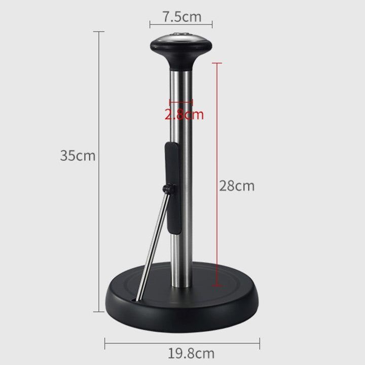 Lisslune | Paper Towel Holder, with Simple Tear Design, Adjustable Rod, Spring-Activated Arm & Non-slip Base, for Kitchen & Bathroom
