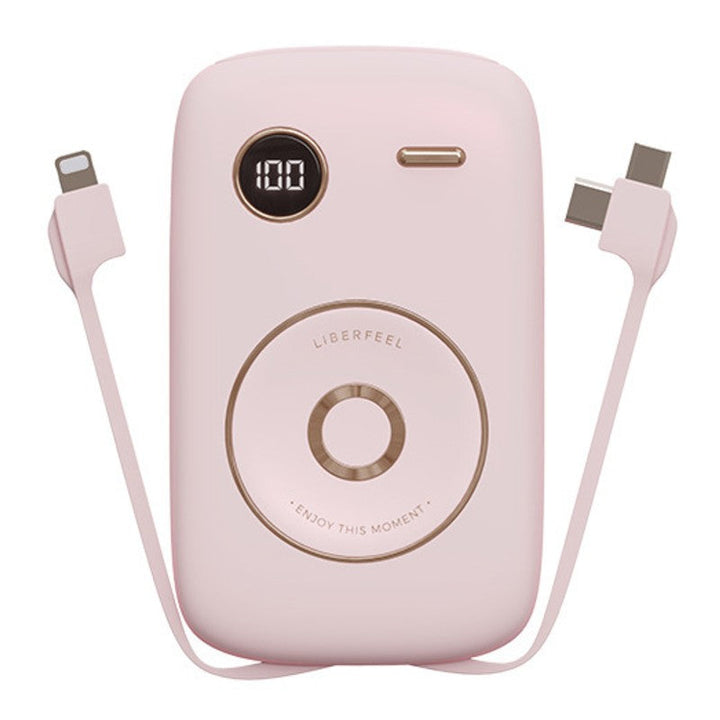 Lisslune | 10000mAh Power Bank, with Built-in Cable, LED Battery Display & 6 Outputs, Support Fast Charging
