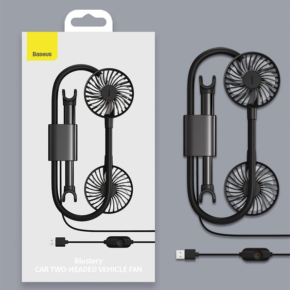 Lisslune | Car Headrest Cooling Fan, with 2-Speed, 360¬∞ Rotatable Design & 1.5m USB Cable, for Front & Back Seats
