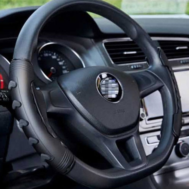 Lisslune | Universal Non-Slip Steering Wheel Cover, with Wood Grain Design & Skidproof Buttons