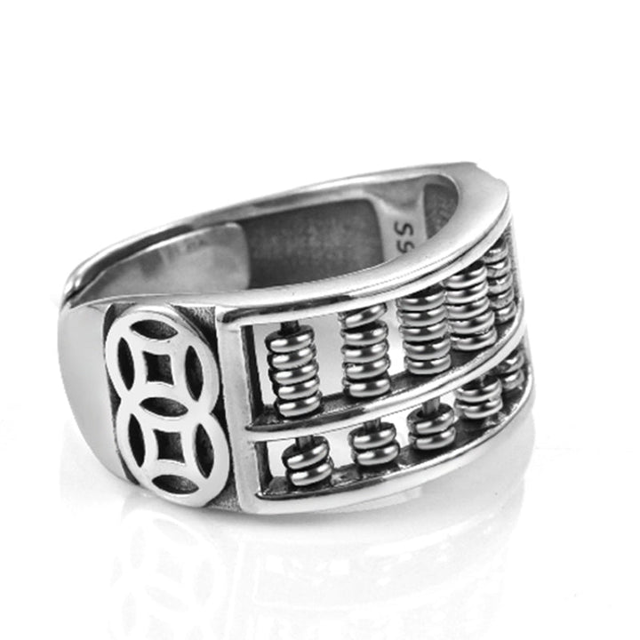 Lisslune | Vintage Silver Abacus Adjustable Ring, for Good Luck & Wealth