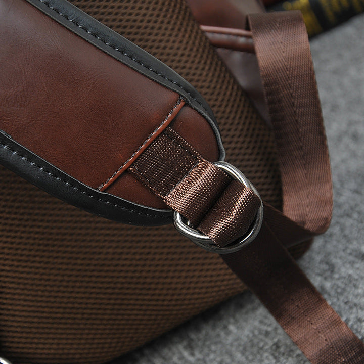 Lisslune | Brown Business Leather Backpack, with Easy-to-carry Top Handle for Travel, Work and Outdoors
