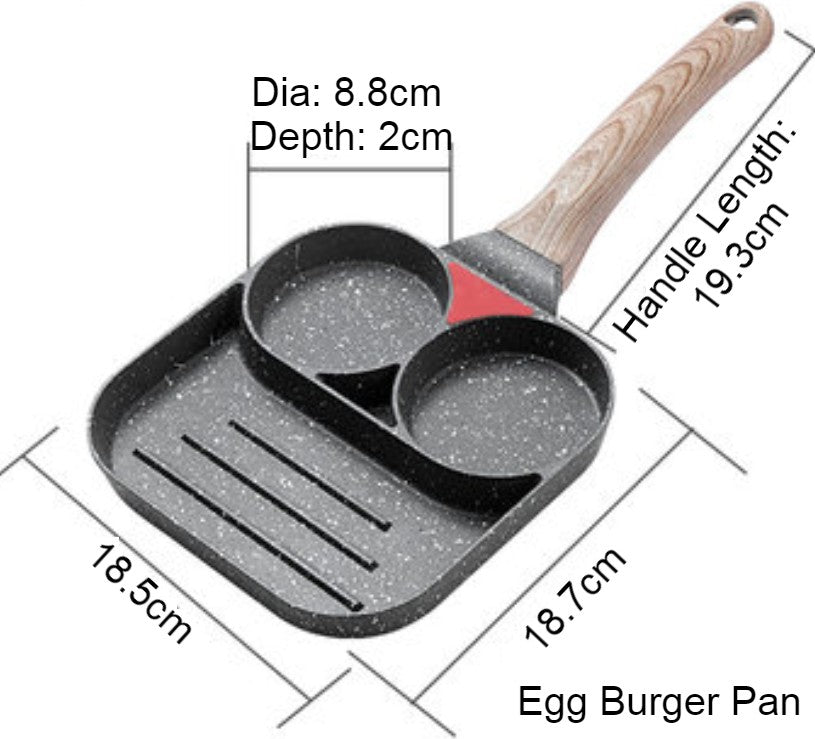 Lisslune | Non-stick Egg Frying Pan, with Thermo-Triangle Indicator, Wood Handle, for Pancake, Omelette, Egg Burger & More, for Gas Stove & Induction Cooker