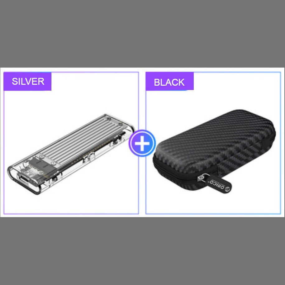 Lisslune | Transparent Portable SSD Enclosure, with Storage Bag, Simple Installation, Fast File Transfer, Auto-Sleep, for Study & Work