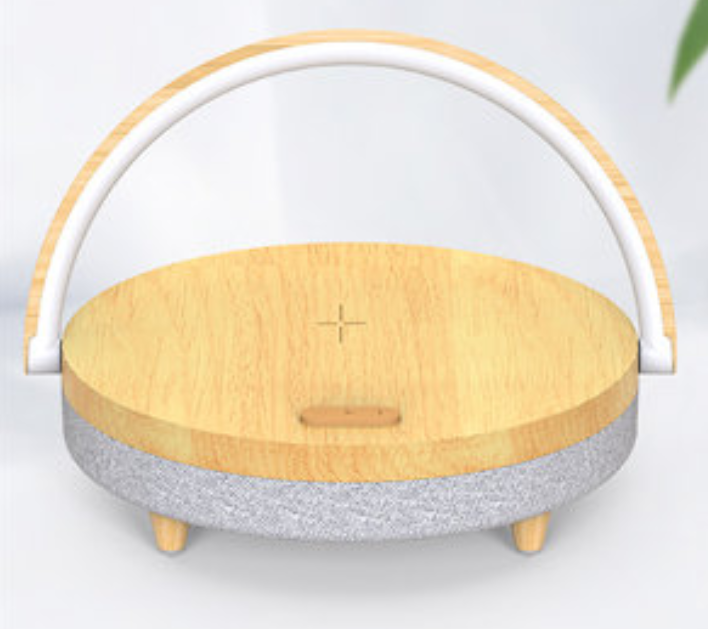 Lisslune | Multifunctional Bedside Table Lamp, with Phone Wireless Charger, Phone Holder, Bluetooth Speaker and Adjustable Light Brightness, for Home & Office (US Plug)