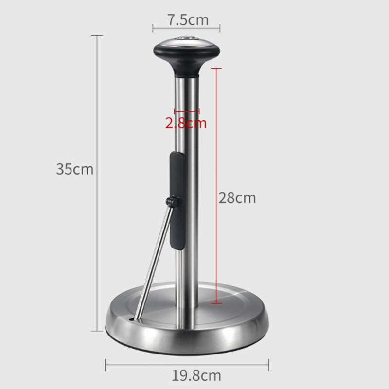 Lisslune | Paper Towel Holder, with Simple Tear Design, Adjustable Rod, Spring-Activated Arm & Non-slip Base, for Kitchen & Bathroom