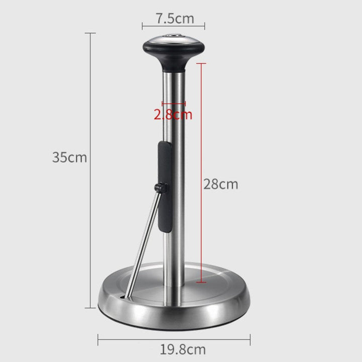 Lisslune | Paper Towel Holder, with Simple Tear Design, Adjustable Rod, Spring-Activated Arm & Non-slip Base, for Kitchen & Bathroom