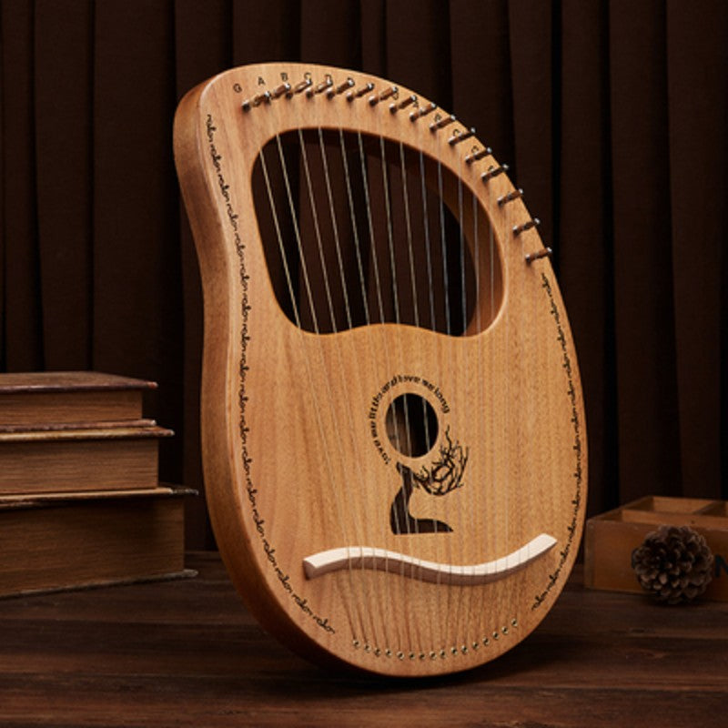 Lisslune | Classy 16-String Lyre Harp with Metal Strings, Tuning Wrench, Spared Strings, Manual and Bag, for Beginners and Professionals