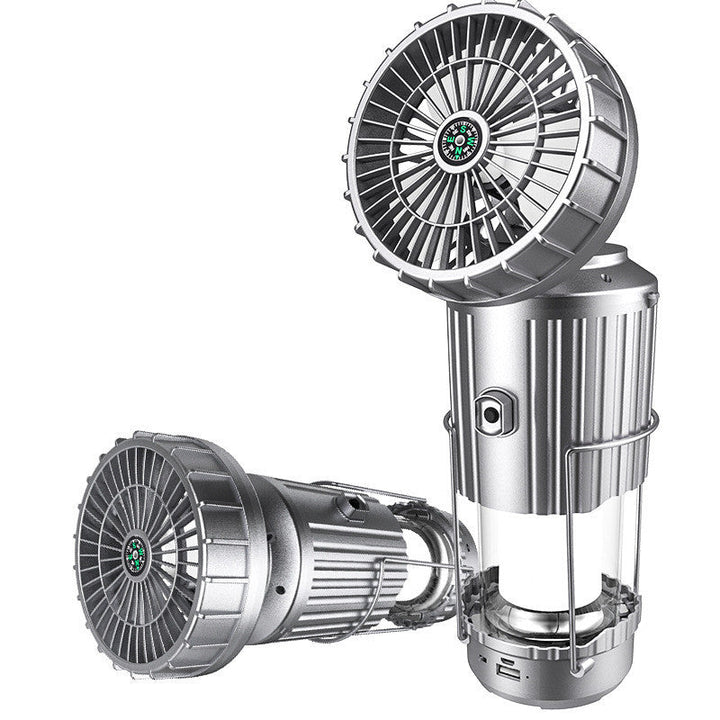 Lisslune | Multifunction Solar Camping Light with Fan, Bluetooth Speaker, Power Bank & Compass