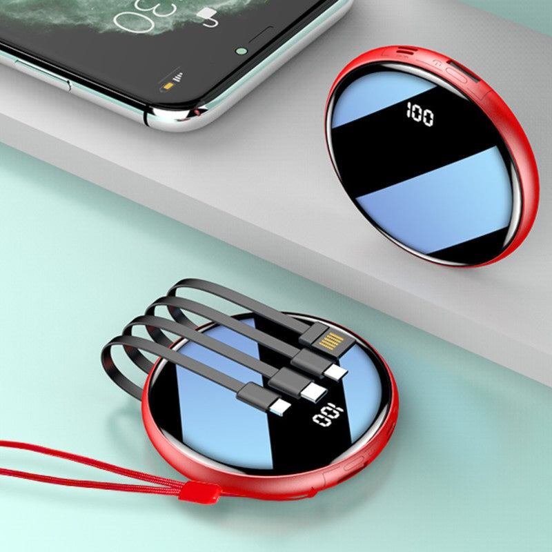Lisslune | 20000mAh Ultrathin Portable Power Bank, with LED Battery Display and Built-in Charging Cables, for Travel, Work & More