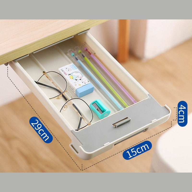 Lisslune | Slim Sliding Under Desk Storage Pull-Out Drawer, for Stationery, Tools & More