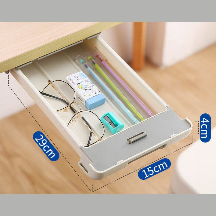 Lisslune | Slim Sliding Under Desk Storage Pull-Out Drawer, for Stationery, Tools & More