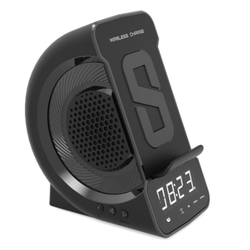 Lisslune | 3-in-1 Bedside Bluetooth Speaker with Wireless Charger, Clock & Alarm Clock, for Home & Office