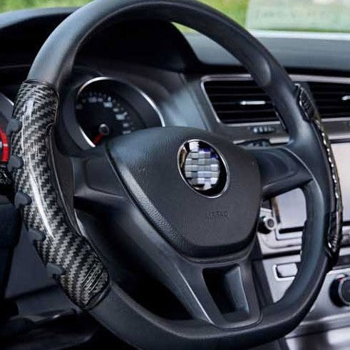 Lisslune | Universal Non-Slip Steering Wheel Cover, with Wood Grain Design & Skidproof Buttons