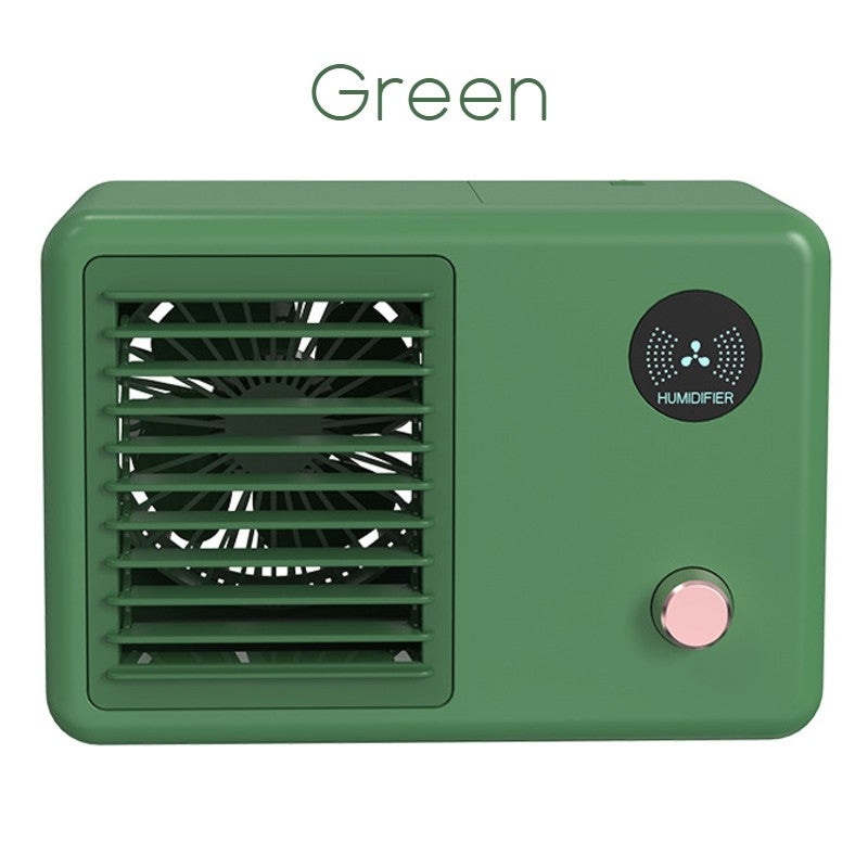 Lisslune | 2-in-1 Wireless Retro Radio-shape Fan with Humidifier, with Night Light, 3 Wind Modes & Adjustable Angle, for Desk, Table & More