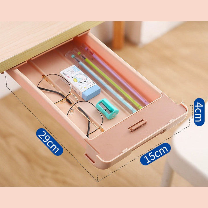 Lisslune | Slim Sliding Under Desk Storage Pull-Out Drawer, for Stationery, Tools & More