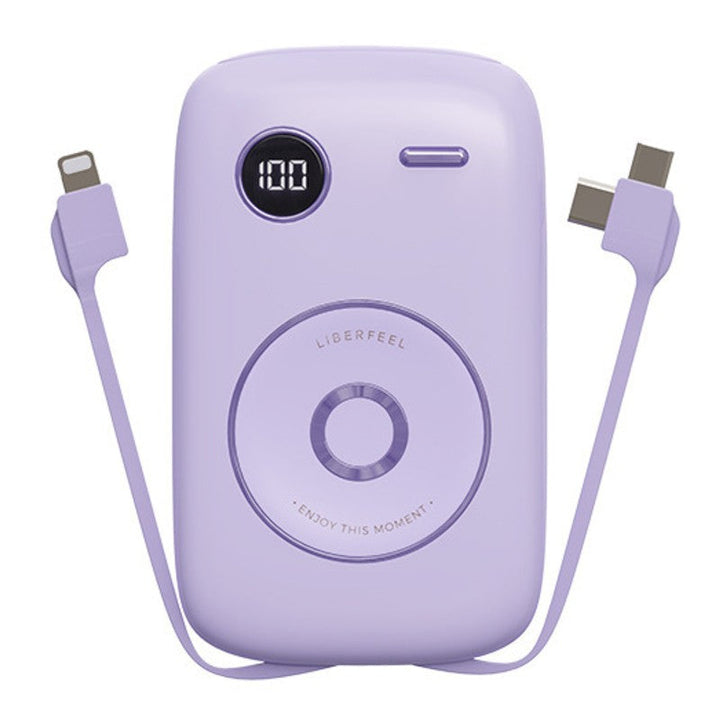 Lisslune | 10000mAh Power Bank, with Built-in Cable, LED Battery Display & 6 Outputs, Support Fast Charging