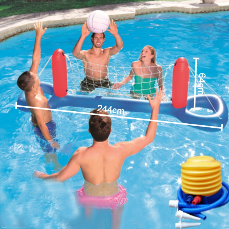 Lisslune | Inflatable Pool Float Set, Including Balls, Gate or Net and Pump, for Summer Party & Fun Water Games, for Kids and Adults