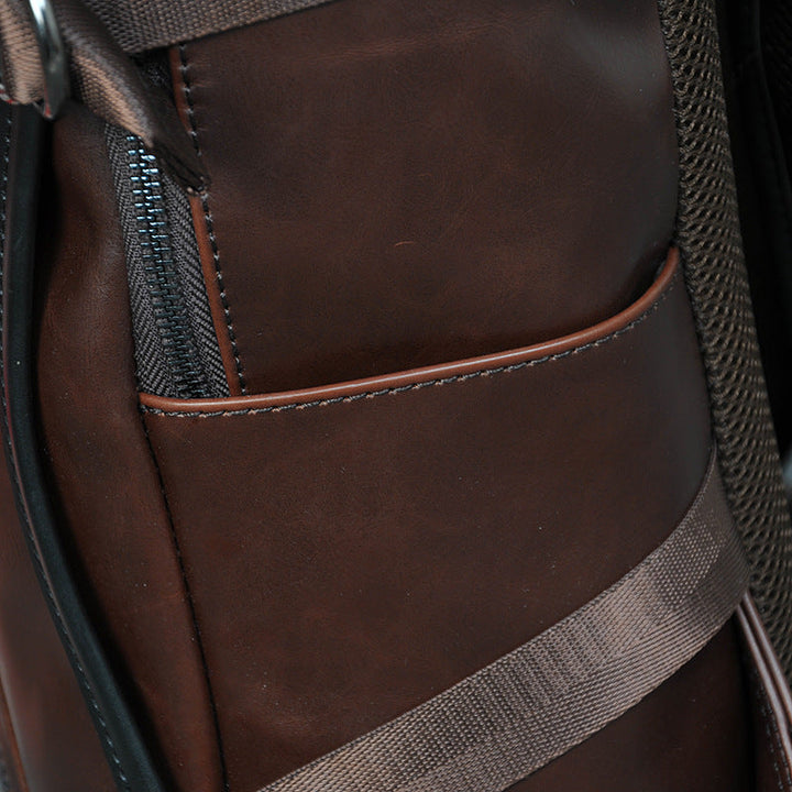 Lisslune | Brown Business Leather Backpack, with Easy-to-carry Top Handle for Travel, Work and Outdoors