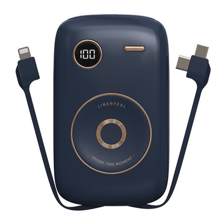 Lisslune | 10000mAh Power Bank, with Built-in Cable, LED Battery Display & 6 Outputs, Support Fast Charging