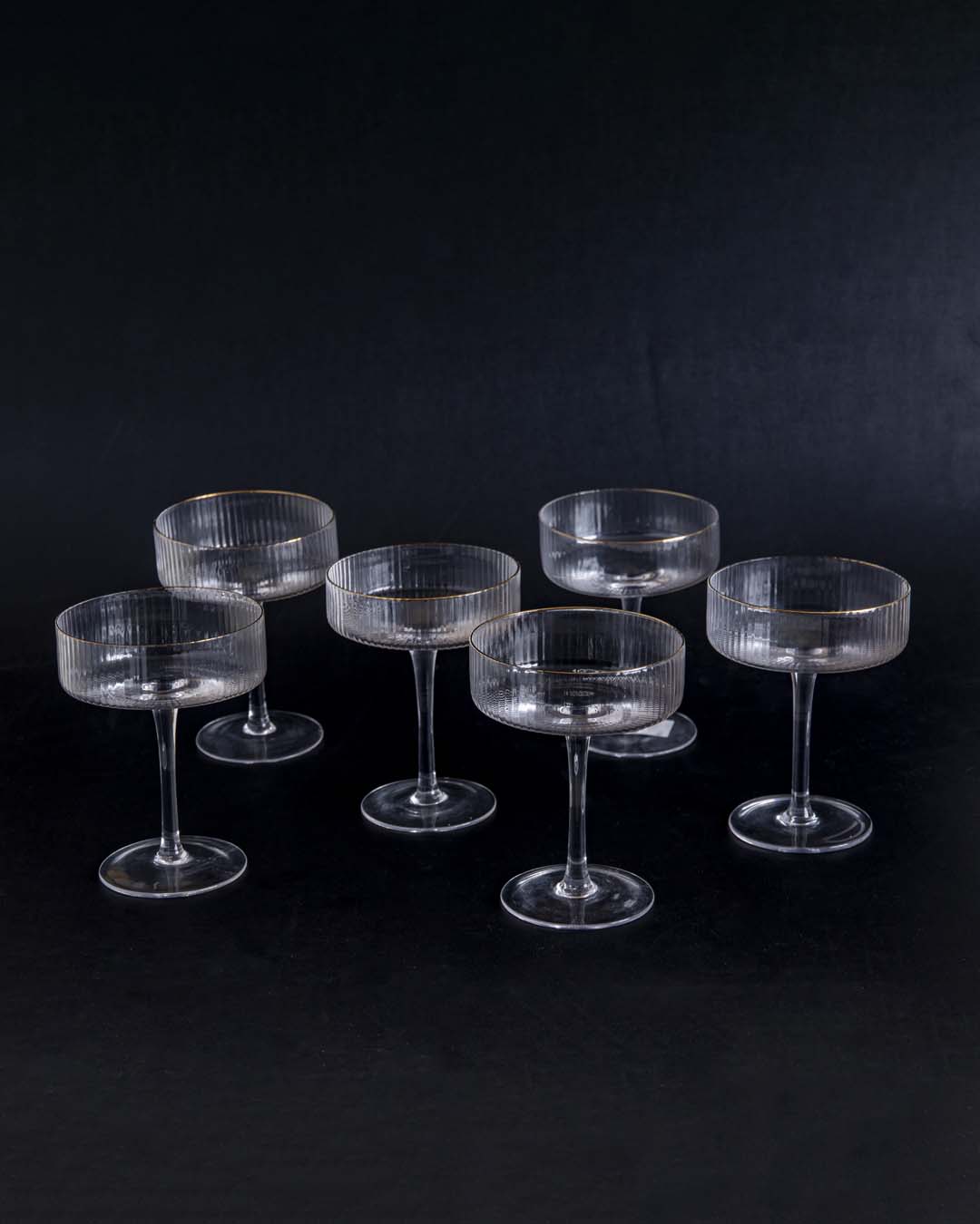 Lisslune | Ribbed Coupe Cocktail Glasses - Set of 6