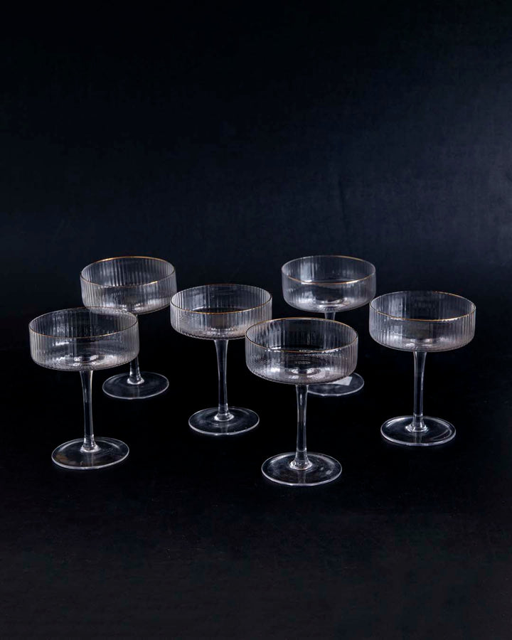 Lisslune | Ribbed Coupe Cocktail Glasses - Set of 6