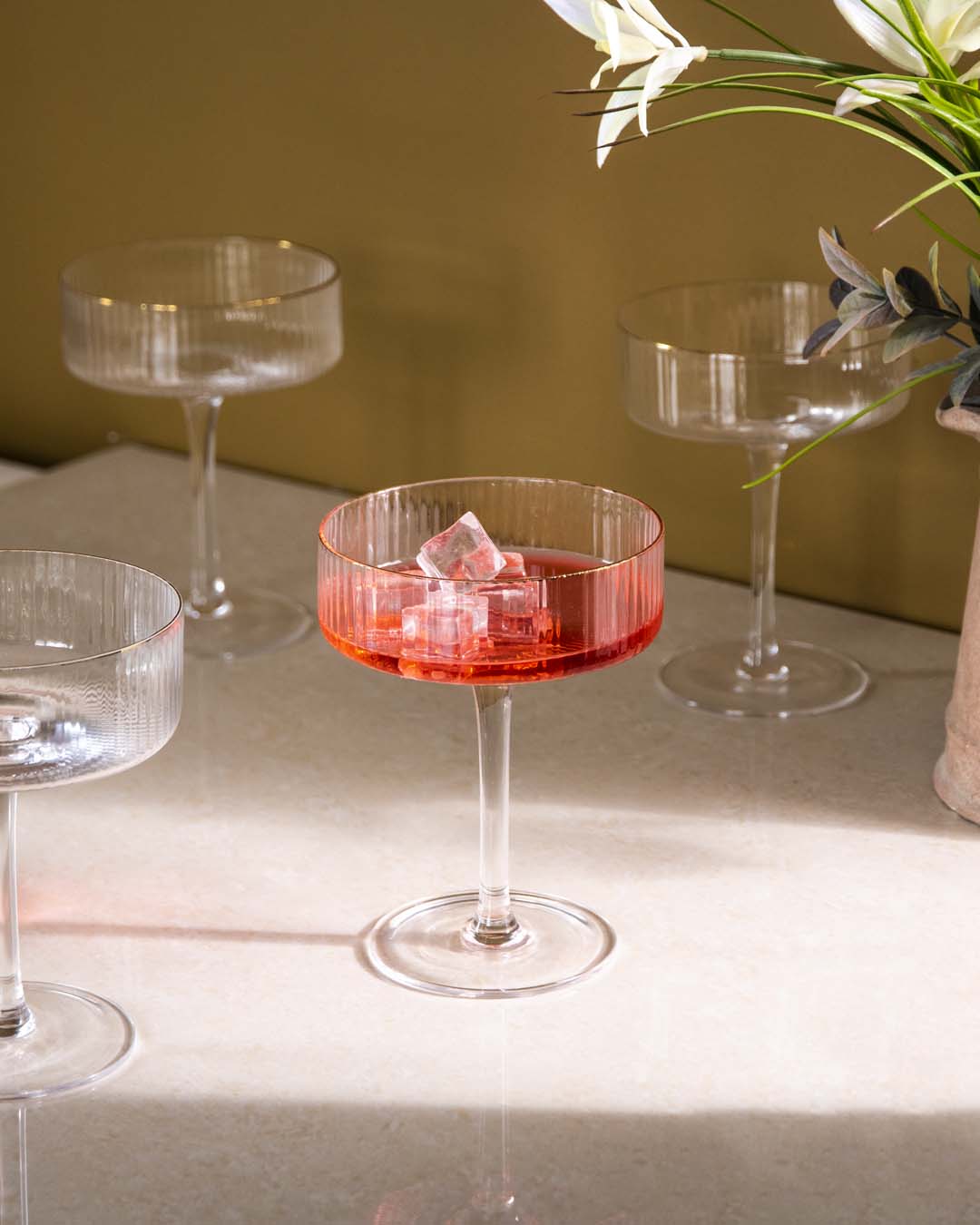 Lisslune | Ribbed Coupe Cocktail Glasses - Set of 6