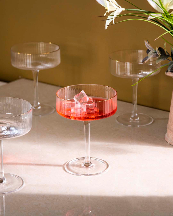 Lisslune | Ribbed Coupe Cocktail Glasses - Set of 6